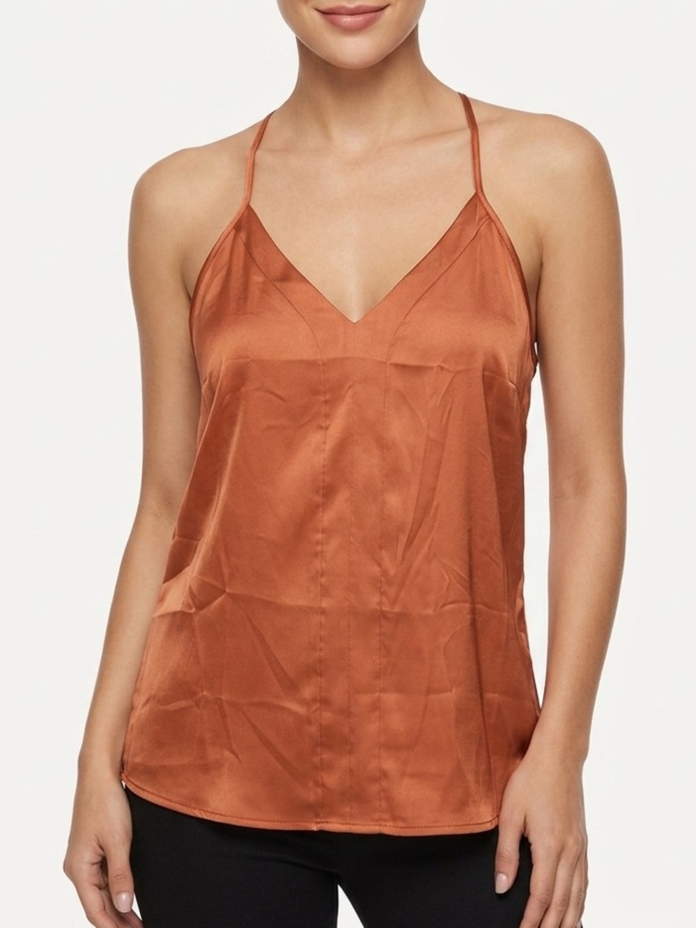 Ekouaer Women’s XL Burnt Orange Cami Tank Top Halter Neck Adjustable Straps
